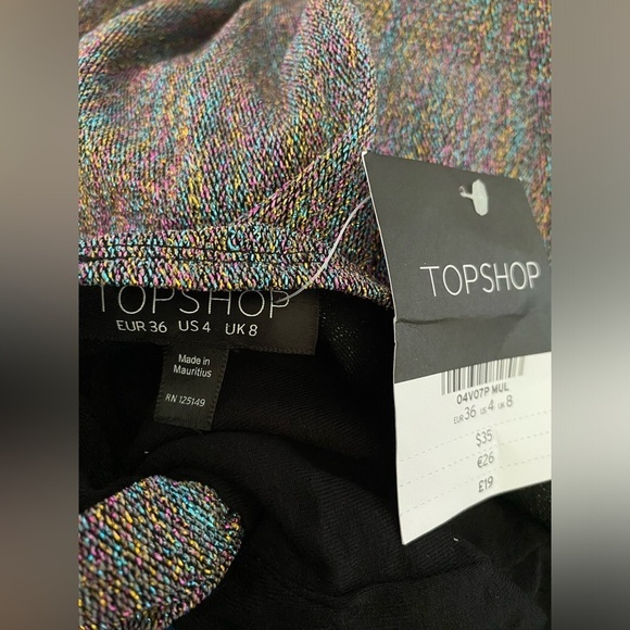 Topshop Multi-colour Metallic Twist Bandeau Bodysuit. NWT  SIZE 4 - Picture 3 of 5